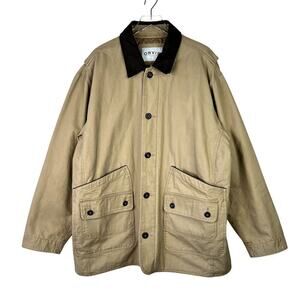 ORVIS Men's Classic Barn Coat XXL Quilted Lined Khaki Chore Jacket Cotton Canvas